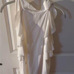 Veronica Beard White Ruffle silk top. Like new. Never worn. Size 12.